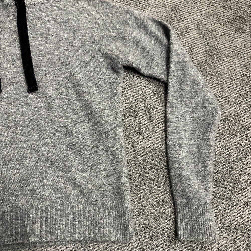 Banana Republic Womens Gray Wool Blend Knit Hoodie Sweater Velvet Drawstring XS - Picture 4 of 12